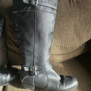 Black Leather Knee-High Boots